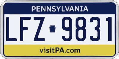 PA license plate LFZ9831