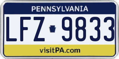 PA license plate LFZ9833