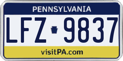 PA license plate LFZ9837