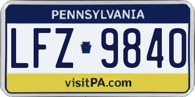 PA license plate LFZ9840