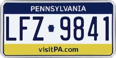 PA license plate LFZ9841