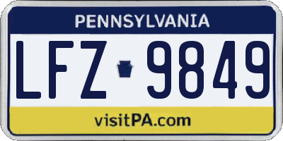 PA license plate LFZ9849