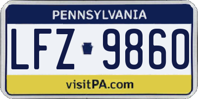 PA license plate LFZ9860