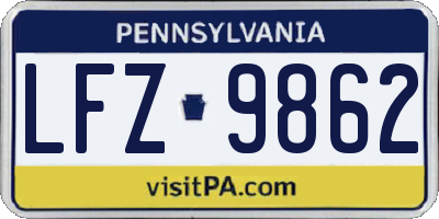 PA license plate LFZ9862