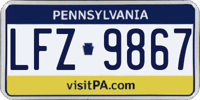 PA license plate LFZ9867