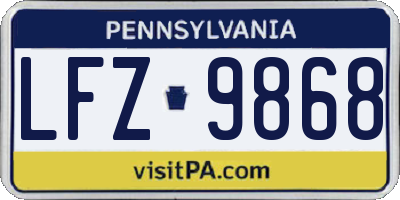 PA license plate LFZ9868