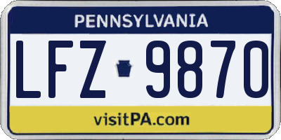 PA license plate LFZ9870