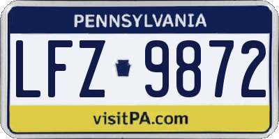 PA license plate LFZ9872