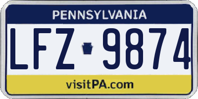 PA license plate LFZ9874