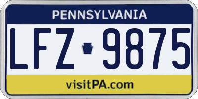 PA license plate LFZ9875