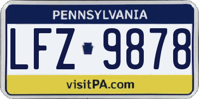 PA license plate LFZ9878