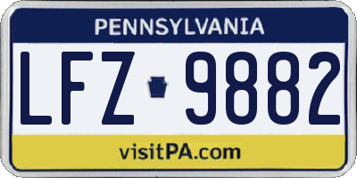 PA license plate LFZ9882