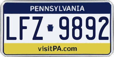 PA license plate LFZ9892
