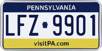 PA license plate LFZ9901