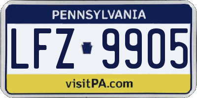 PA license plate LFZ9905