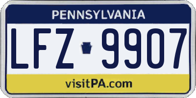 PA license plate LFZ9907