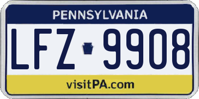 PA license plate LFZ9908