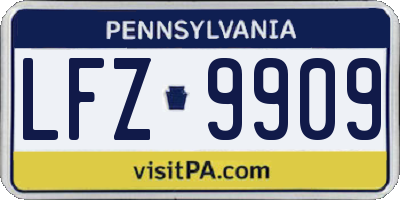 PA license plate LFZ9909