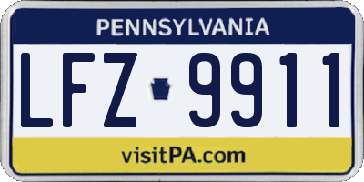 PA license plate LFZ9911