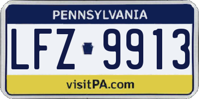 PA license plate LFZ9913