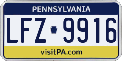 PA license plate LFZ9916