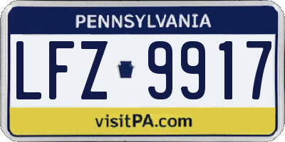 PA license plate LFZ9917