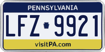 PA license plate LFZ9921