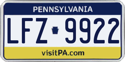 PA license plate LFZ9922