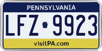 PA license plate LFZ9923