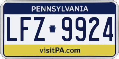 PA license plate LFZ9924