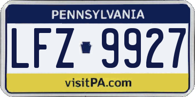 PA license plate LFZ9927