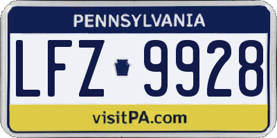 PA license plate LFZ9928