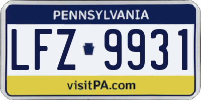 PA license plate LFZ9931