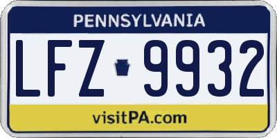 PA license plate LFZ9932