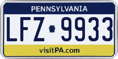 PA license plate LFZ9933