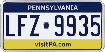 PA license plate LFZ9935