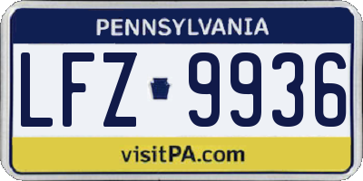 PA license plate LFZ9936