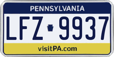 PA license plate LFZ9937
