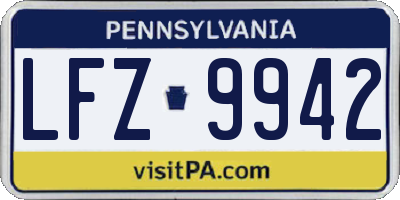 PA license plate LFZ9942