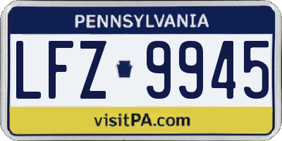PA license plate LFZ9945
