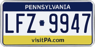 PA license plate LFZ9947