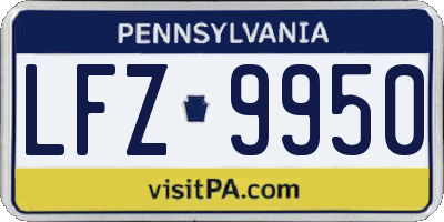 PA license plate LFZ9950