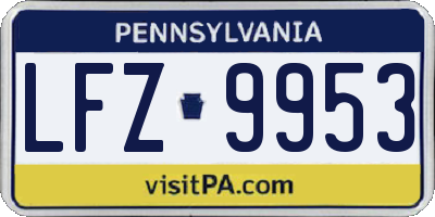 PA license plate LFZ9953