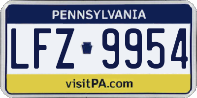 PA license plate LFZ9954