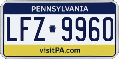 PA license plate LFZ9960