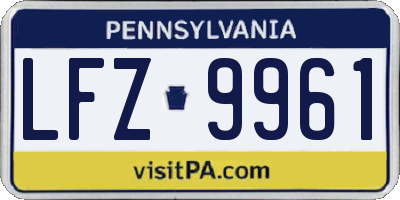 PA license plate LFZ9961