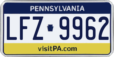 PA license plate LFZ9962