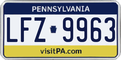 PA license plate LFZ9963