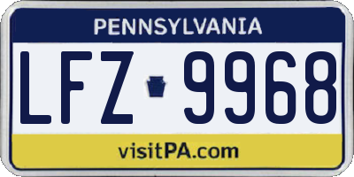 PA license plate LFZ9968