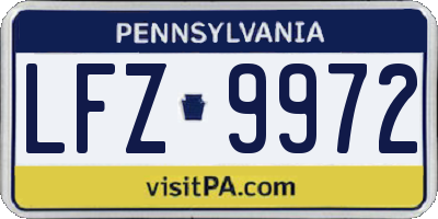 PA license plate LFZ9972
